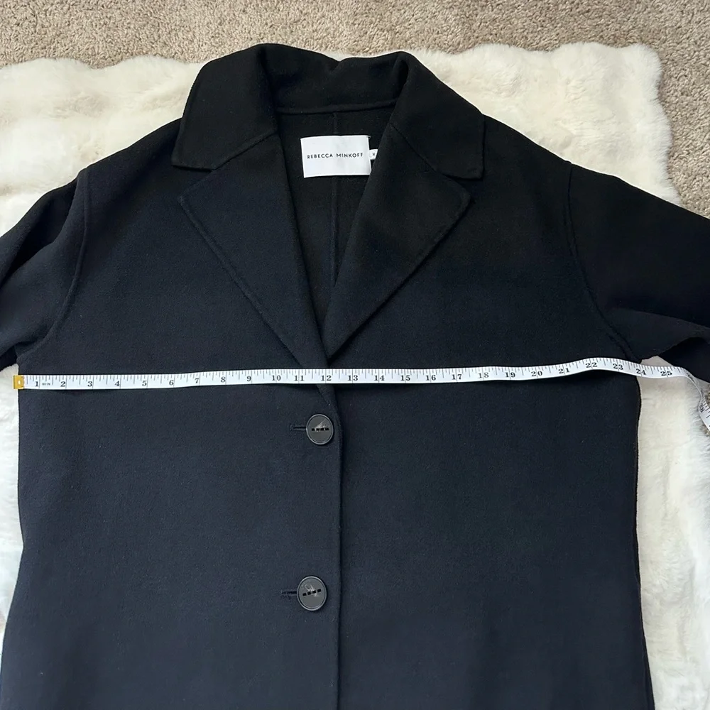 Rebecca Minkoff Relaxed Double Face Black Wool Blend Coat-M - Picture 9 of 11